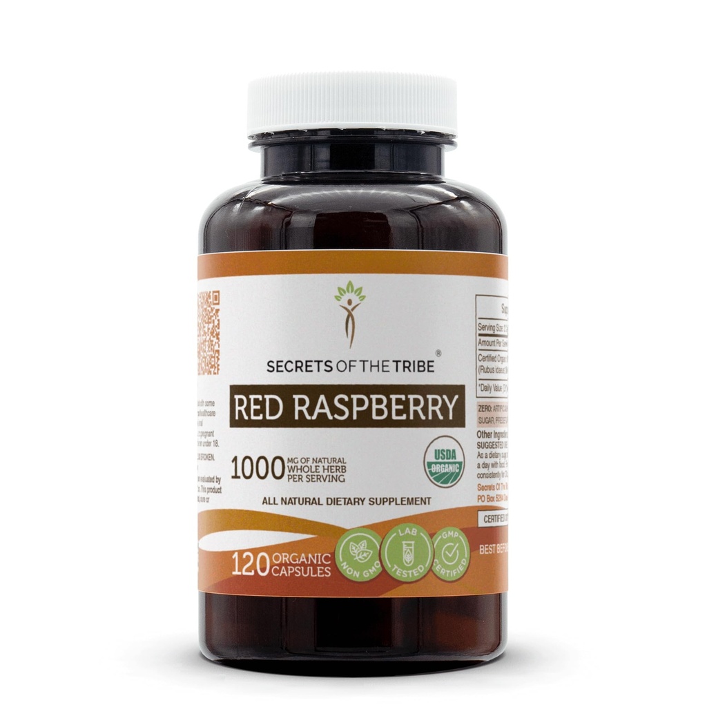 Segreti della Tribe Red Raspberry USDA Capsule Organici | Capsule Vegetariani Organici Certificati, Integratore Dietetico Erbelico | Rubus idaeus Dried Leaf (120 Conte)