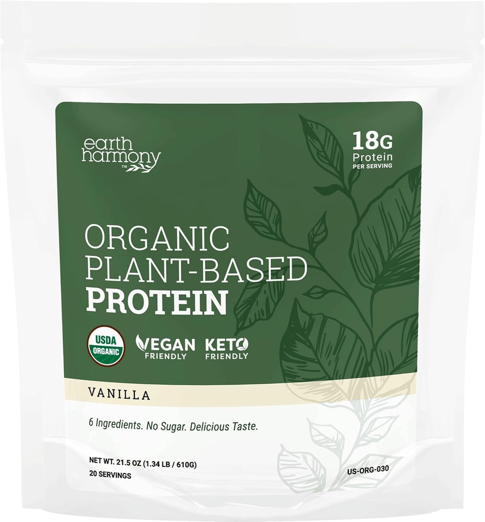 Vaniglia di proteine vegetali organiche, polvere di proteine organiche per le donne e gli uomini, polvere di proteine di zucca e di pea Vegan, senza glutine, sigilli di proteine vegetali, 18g - 21,5 Oz