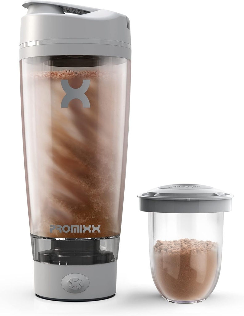 Promixx Pro Shaker Bottiglia | Ricaricabile, Potente per Smooth Protein Shakes | include lo Storage Supplement - BPA Free | 20oz Cup (Cool Gray)