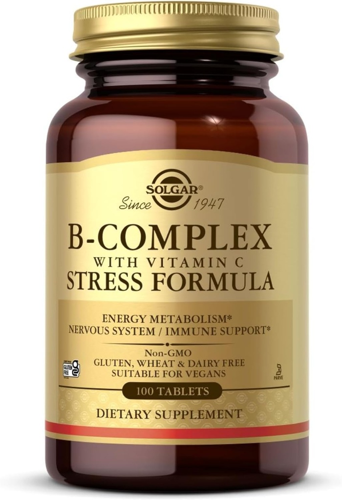 Solgar B-Complex con Vitamina C - 100 compresse - Non OGM, Vegan, Kosher & Gluten Free - 50 Serve