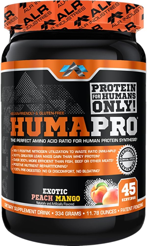 Humapro | Aminoacidi Protein Matrix for Humans | 99% Utilizzo per muscolare magra | Vegan, Gluten Free | 334g / 45 Servings (Exotic Peach Mango)