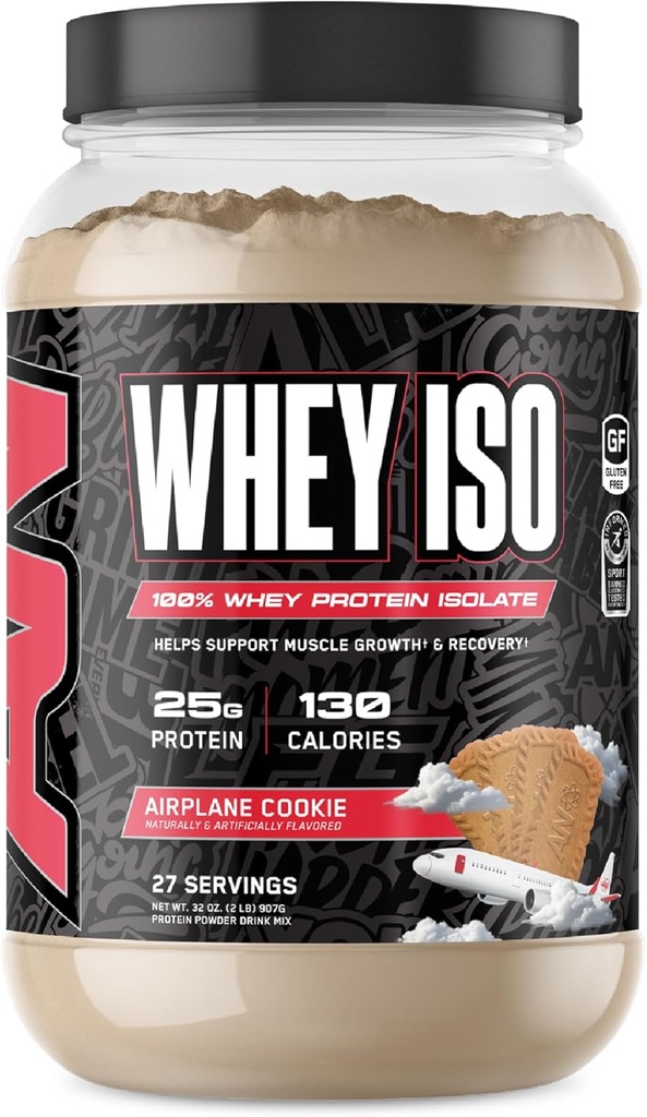 Tutto nero 25g polvere di proteine del siero | Cookie di aeroplano | 27 Serve | Isolato di proteine del siero | Carbi bassi e basso zucchero | MCT