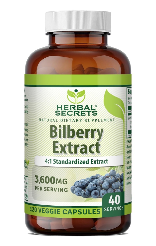 Estratto di mirtilli di erbe 300 Mg | 4:1 estratto (3600 mg equivalenti) | Capsule vegetali | Non OGM | Gluten-Free | Made in USA (120 conte)