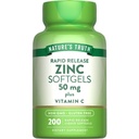 Verità della natura Zinc 50mg Supplemento | con vitamina C | 200 Liquid Softgels | Non OGM & Gluten Free