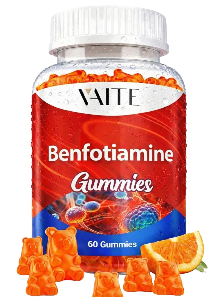Benfotiamine 320mg Gummies con 45mg L-Leucina Supplemento: Essential Vitamina B1 Complesso per Uomini e Donne, Non OGM, Vegan & Gluten-Free - Supporta Metabolismo, Energy & Nervous System Health