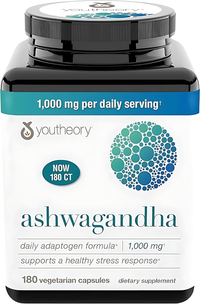Generico Ashwagandha Supplemento Organico KSM-66 Ashwagandha Integratore Vegetariano 180 Capsule, 1000mg per Serving Giornaliero, Supporto Assistenza Sano Stress Management Risposta, Cancella