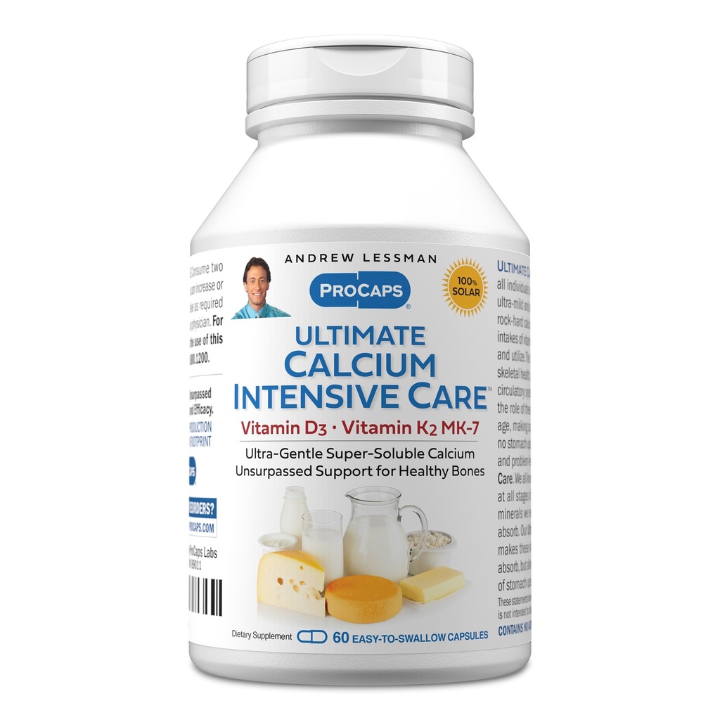 ANDREW LESSMAN Ultimate Calcium Intensive Care con vitamina D3 e K2 MK7-120 mcg - 60 capsule - Bone e Scheleton Health Essentials. Gentle, facile da ingoiare, super solubile. Nessun Additivo