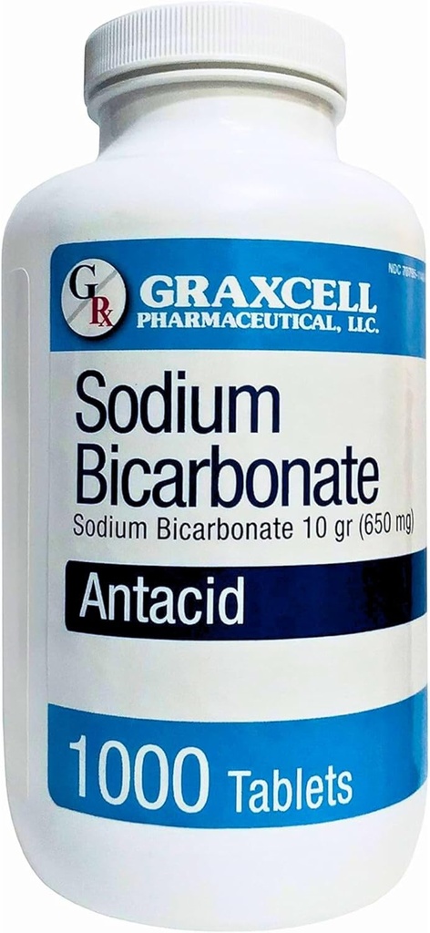 Compresse di bicarbonato di sodio |USP 650mg (10 Gragni) |Rilievo di indigestione acida, bruciore di stomaco, stomaco acidulo e stucco | Salute renale | 1000 conte
