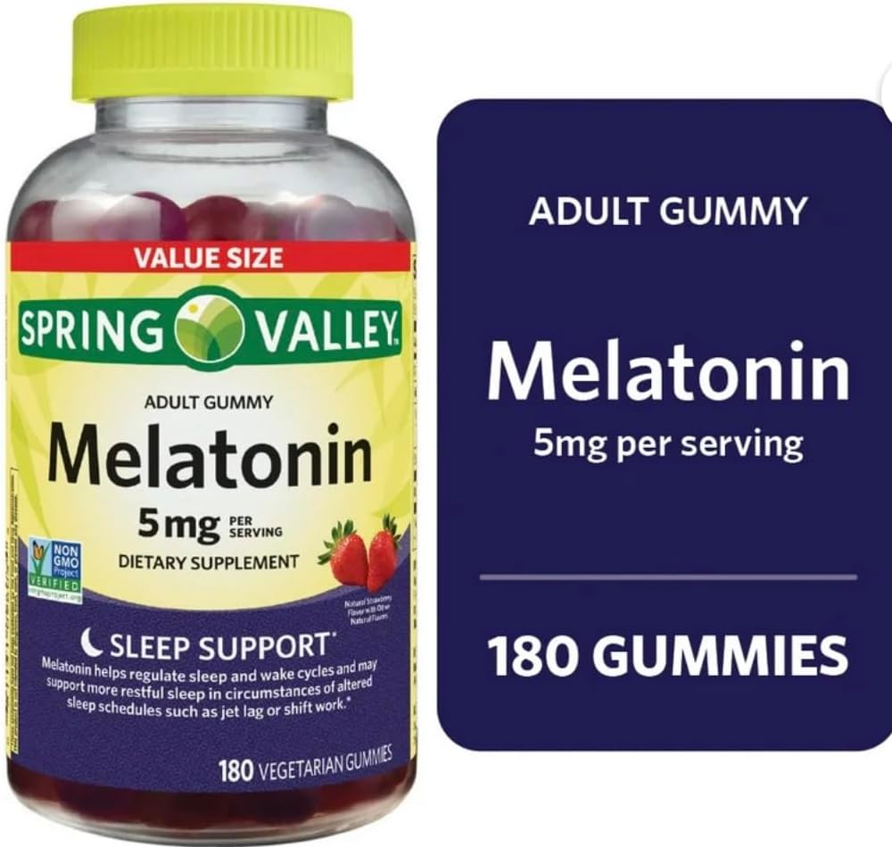 Soring Valley Melatonin Gummies, Non OGM, Fragola Flavor, 5 mg, 180 Conte