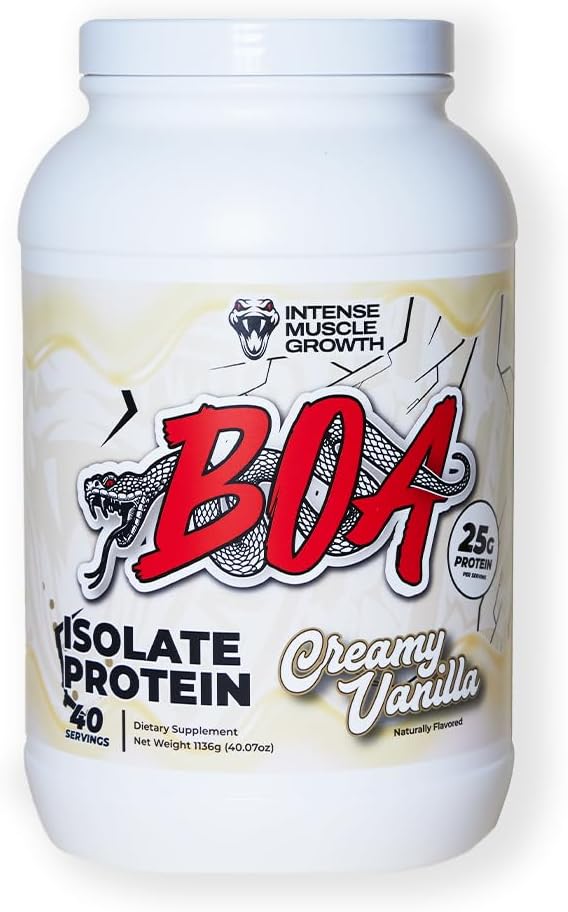 BOA Isolare Proteine con Vitamina B6 e Zinco - Proteine a basso contenuto di sodio Isolate 25g di Proteine per Scoop - (Creamy Vanilla - 40 Serve)