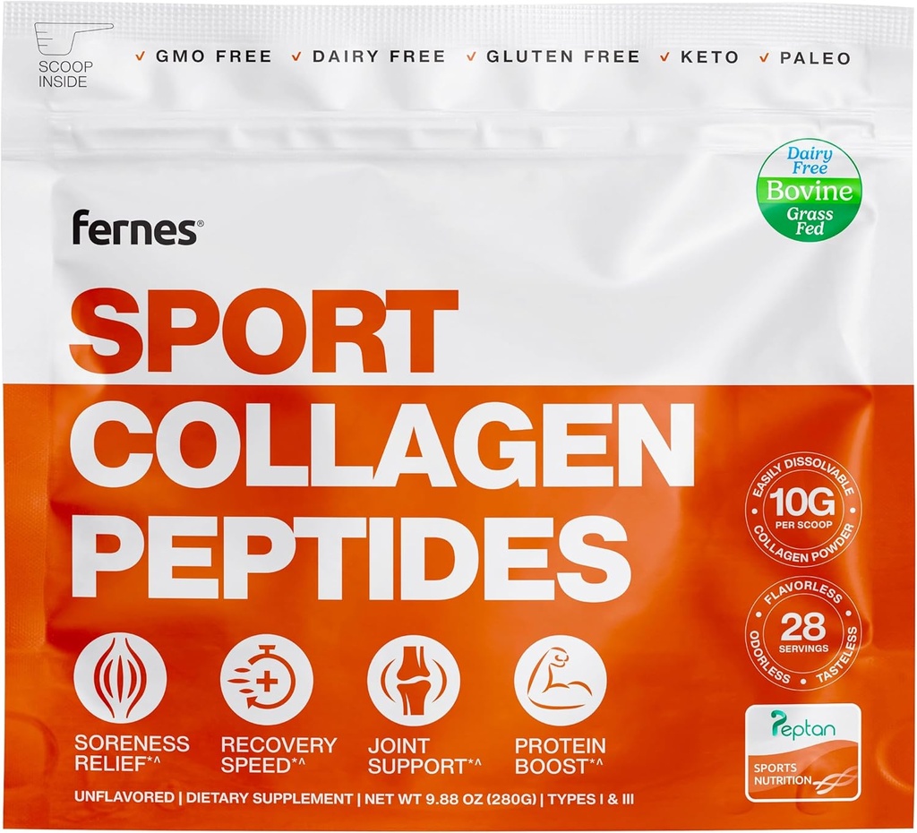 Peptidi di collagene idrolizzati Integratore proteico per le donne e gli uomini - Recupero muscolare e allenamento, Supporto Joint & Bone - Grass Fed Tipo I & III - Keto, Paleo - 28 Servings, 9.88 oz, Polvere non aromatizzata