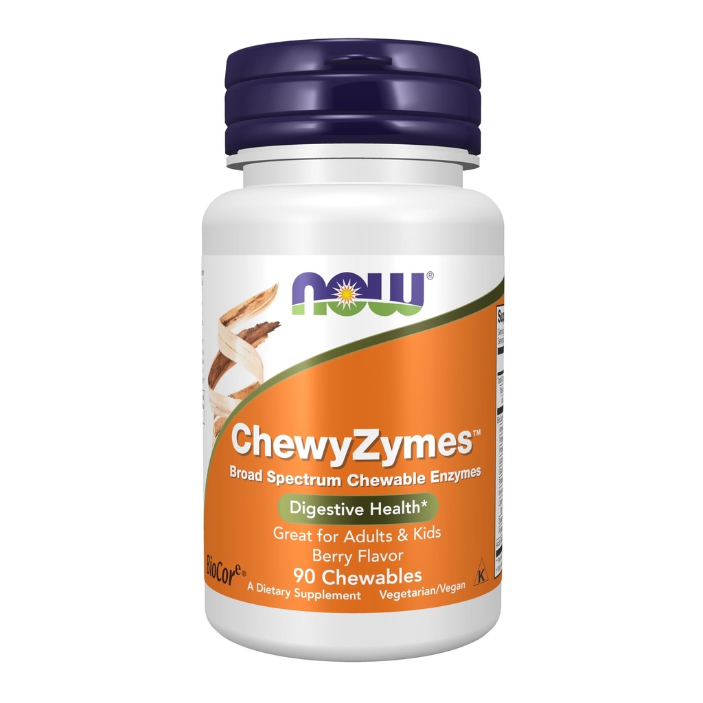 NOW Integratori alimentari, ChewyZymes, Broad Spectrum Chewable Enzymes, Berry Flavor, 90 Chewables