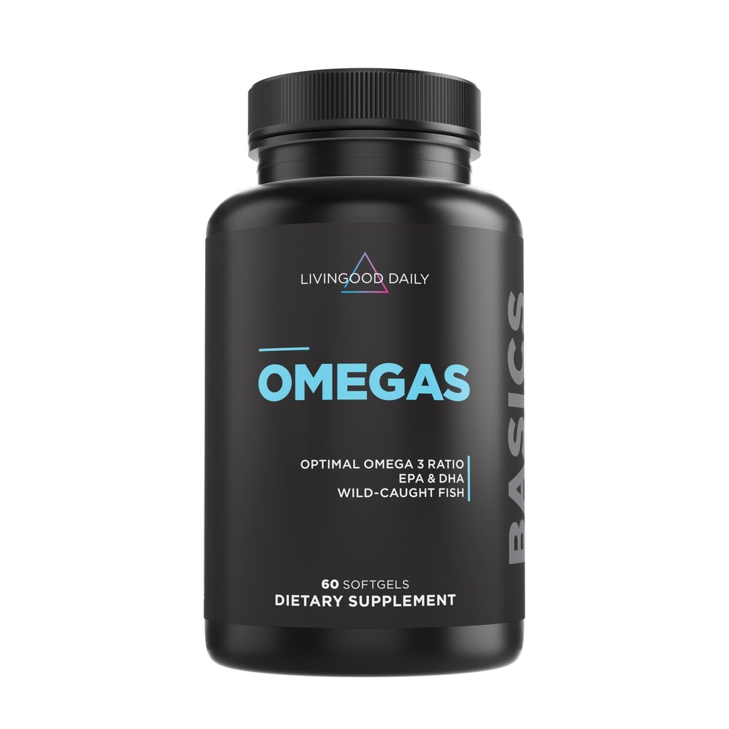 Livingood Daily Fish Oil Omega 3 Supplemento, EPA e Dha da Wild Caught Fish, Omega 3 acidi grassi per cuore, cervello e salute comune per uomini e donne, senza glutine, 30 giorni di alimentazione, 60 Softgels