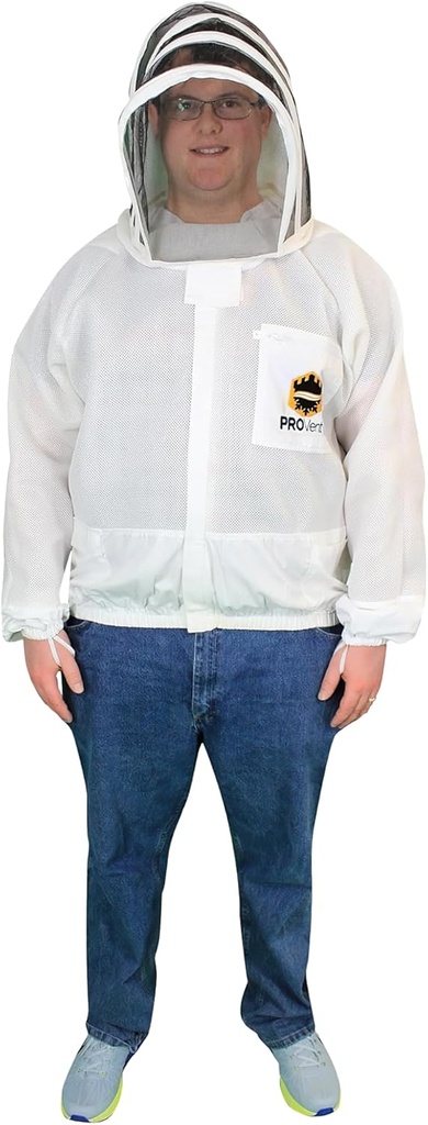 Mann Lake Provent Giacca per l'apicoltura, Professional Grade Vented Bee Gear con Veil self-supporting, Heavy-Duty Zippers, Elastic Wrist Opening, Reinforced High-Wear Areas & Chest Pocket, Medium