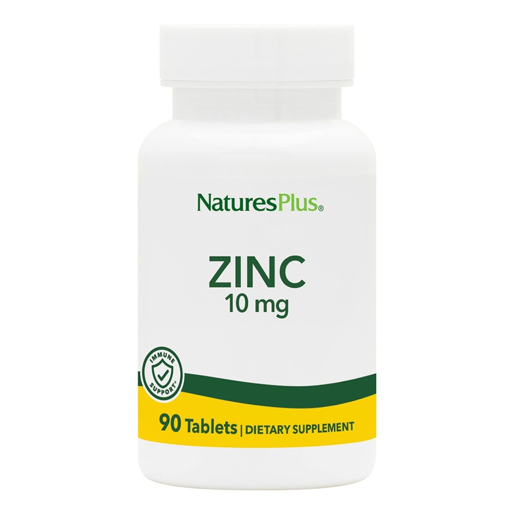 NaturesPlus Zinc Tablets - 10 mg, 90 Integratori Vegetariani - Integratore di Sistema Immune per Crescita Cellulare & Riparazione - Promuove Digestione sana, Metabolismo & Vision - Gluten-Free - 90 Serve