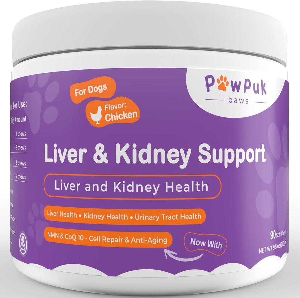 Integratori di vitamine del fegato e del rene per cani, SAM-E & Silymarin - Funzione del fegato, NMN & CoQ10 - Anti-invecchiamento, Rehmannia & Rhubarb - Natural Herbal Kidney Support, Cranberry - UT Health