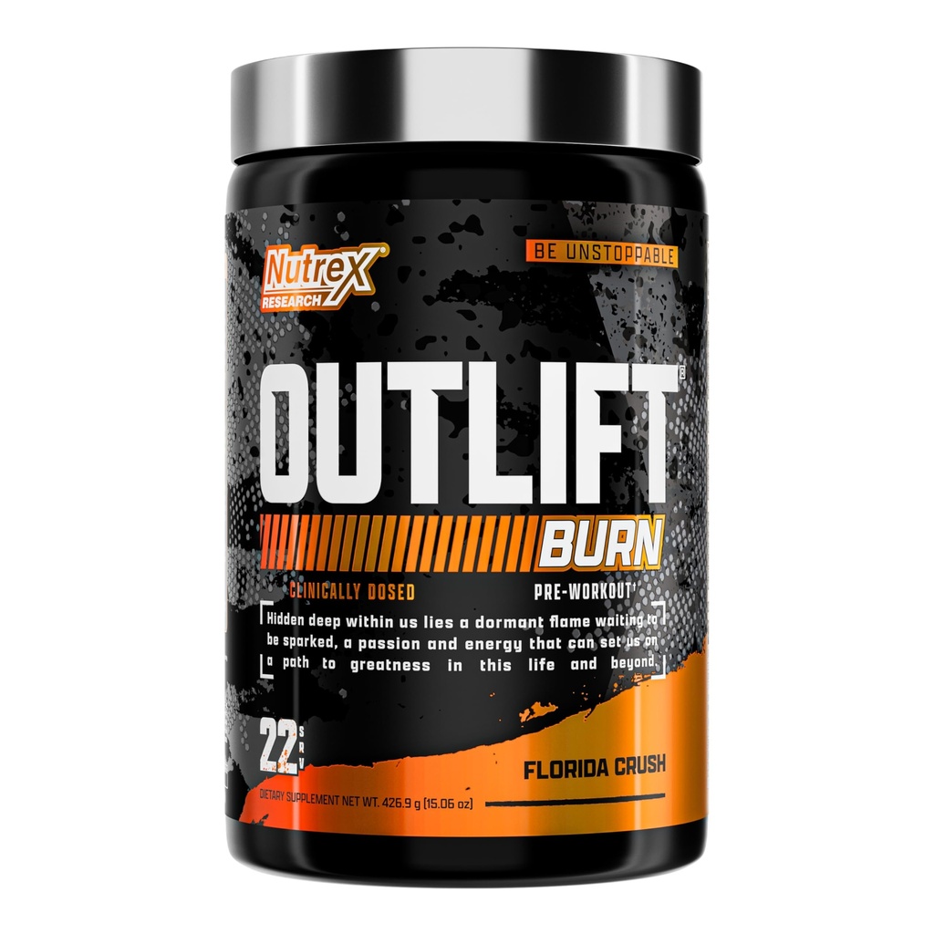 Nutrex Outlift Burn Supplement Pre-Workout per l'energia, Focus & Endurance | Metabolyte, L-Citrulline, Beta-Alanine & Caffeine | Formula termogenica per le prestazioni (22 Serve, Florida Crush)