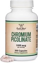 Cromo picolinato 1000mcg per la gestione del peso sano (assorbimento elevato e biodisponibilità) (300 Vegan Safe Capsules, Non-OGM, Gluten Free) da doppio legno supplementi