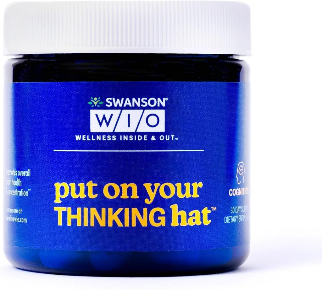 Swanson WIO Metti sul tuo cappello di pensiero Salute del cervello, concentrazione, migliore messa a fuoco, Ginkgo Biloba + frutta del caffè neurofattore, Vegan, Non OGM, benessere, 30 capsule veggie (30-offerta giorno)