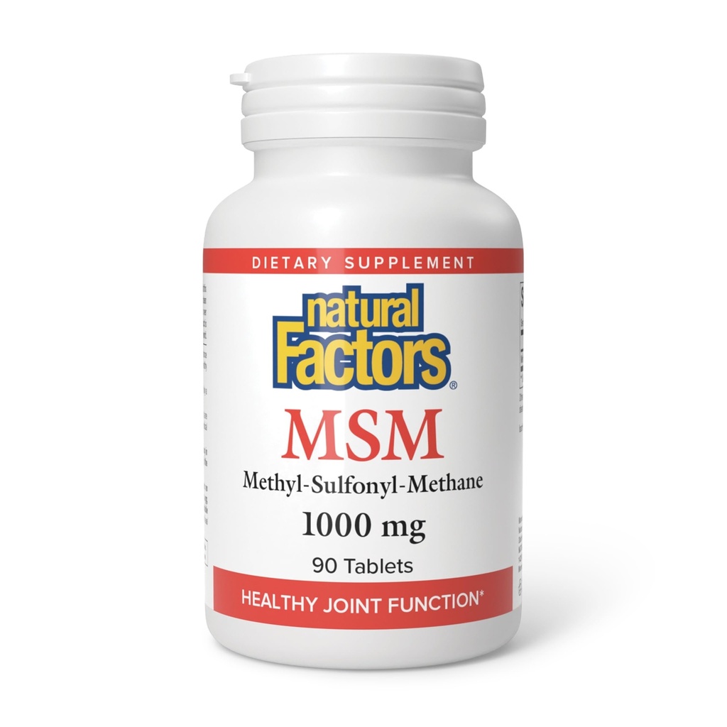 Fattori naturali, MSM 1000 mg, Supporta Giunti sani, Capelli, Pelle e Unghie, 90 capsule (90 porzioni)