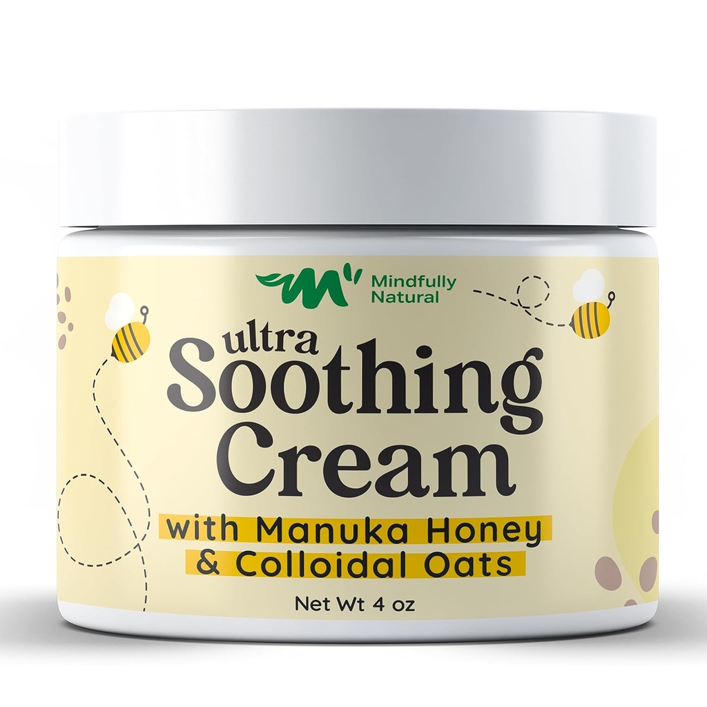 Crema di farina di avena colloidale ultra lenitiva con miele di Manuka - Crema di eczema per bambini e adulti - Lozione Anti Itch steroide per il sollievo della pelle secca e prurito con ingredienti naturali e biologici