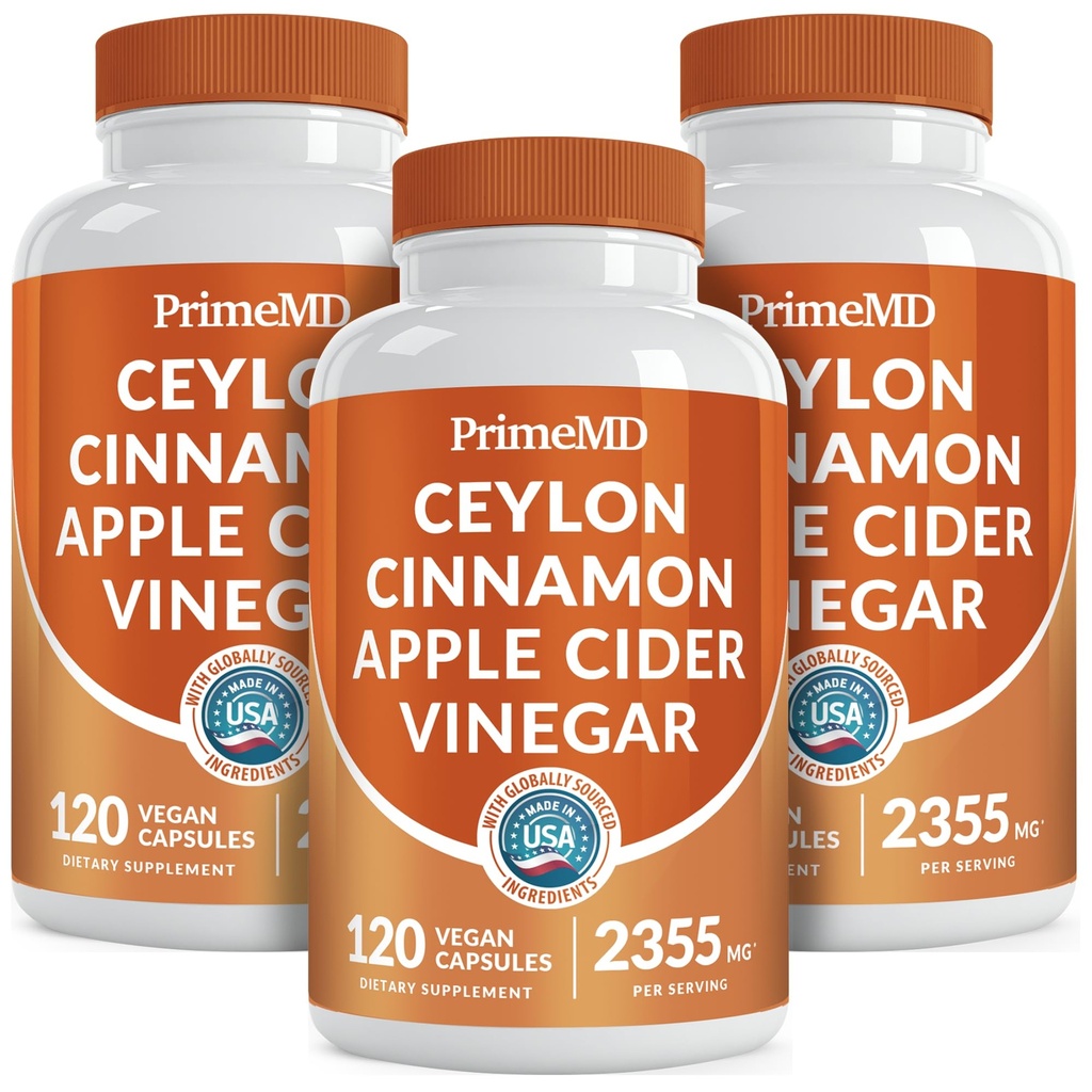 5 in-1 Ceylon Cinnamon Capsule 2355mg - Ceylon Cinnamon e Apple Cider Vinegar Capsule - Turmerico e Panax Ginseng - Integratori di Cannella con Bioperine (120ct, Confezione da 3)