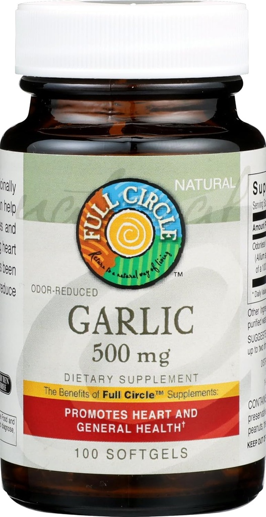 Cerchio completo, Aglio, Odor-Ridotto, 500 Mg, Softgels, 100 Conte