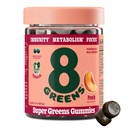 8Greens Supergreens Gummies | Super Greens Polvere Superfood Gummy per Metabolismo, Immunity & Focus, Digestive Health Enzymes, Organic: Chlorella, Spirulina, Aloe Vera, Peach Flavor, 50 Count