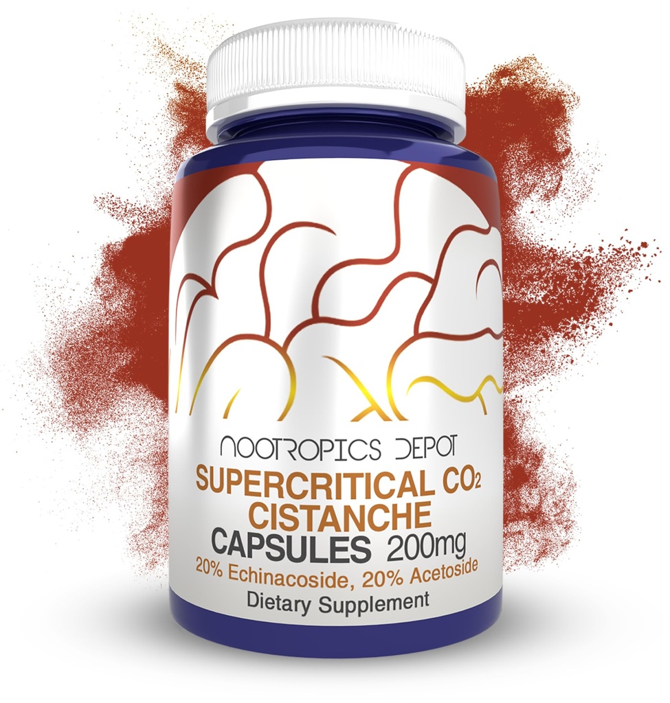 Nootropics Depot Cistanche Supercritical CO2 Extract Capsule | 20% Echinacoside + 20% Verbascoside (Acetoside) | 60 Count