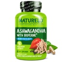 NATURELO Ashwagandha Polvere di radice organica - Supplemento di erbe naturali per la fatica, sollievo dallo stress, mood Enhancer - con estratto di pepe nero - 90 capsule vegane