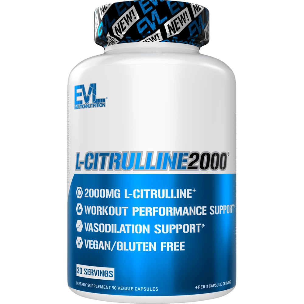 Evlution L-Citrulline2000 Nitric Oxide Supplemento per la nutrizione degli uomini ad alta resistenza L Citrullina Capsule per il recupero della resistenza muscolare e le pompe intenzionali - Booster di ossido nitrico basato sulle piante