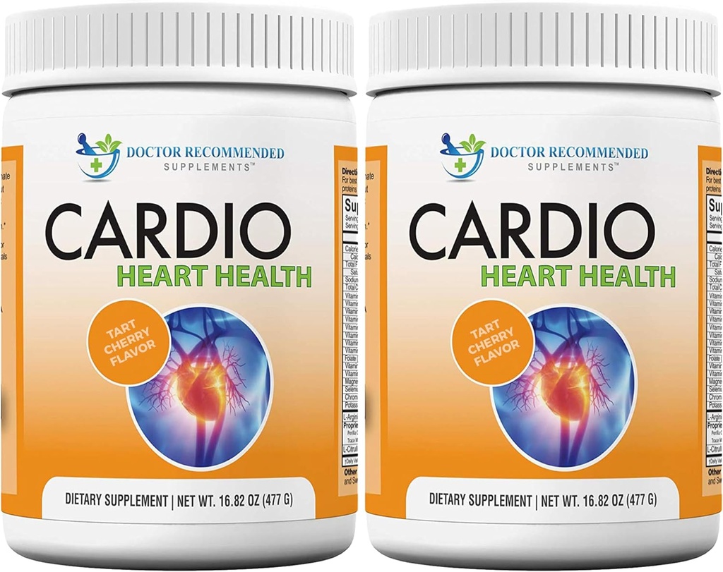 DOCTOR RECOMMENDED SUPPLEMENTO Cardio Heart Health Powder – L-Arginina Supplemento 5000mg & L-Citrulline 1000mg, Tart Cherry Flavor (Pacchetto di 2-16.82 oz / 33.64 oz)