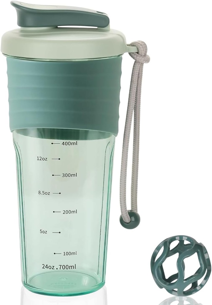 Bottiglia di frullatore di proteine, bottiglie di frullatore di sport per miscele di proteine con sfera di whisk, bottiglia di miscelatore, tazza di frullatore di bevanda proteica di Whey pre portatile, tazza blu notte