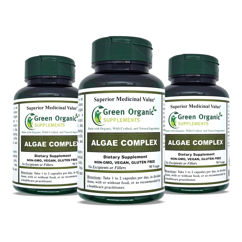 Alghe, Fucoidan, Blue Green Algae, Kelp, Bladderwrack, Chlorella, Spirulina, Irish Moss, Dulse, 90 VCaps, High Absorbable, Non OGM, Gluten-Free (Pack of 3)