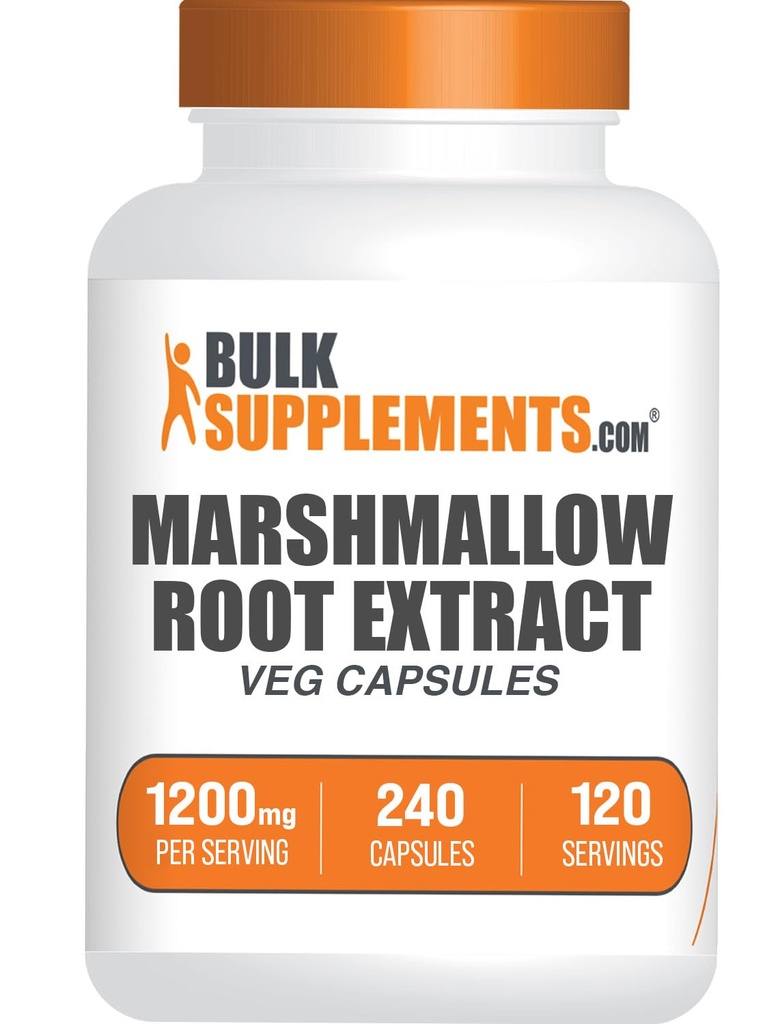 BulkSupplements.com Marshmallow Estratto di radice - Supplemento di erbe, Marhmallow Root 1200mg - Gluten Free, 2 capsule per porzione, 240 Conte (Pack of 1)