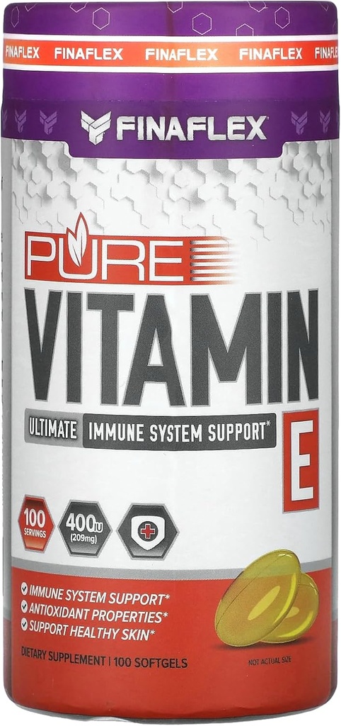 FINAFLEX Pure Vitamin E - 100 Softgels - Supporto del sistema immunitario, Nourishes & Heals Skin - 100 Serve
