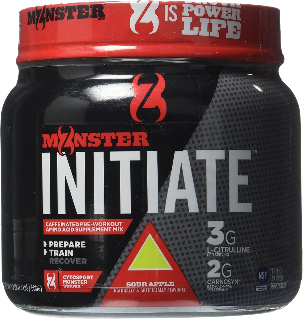 Cytosport Monster inizia la bevanda nutrizionale, polvere pre allenamento, mela acida aromatizzata, 600 grammi (30 porzioni)
