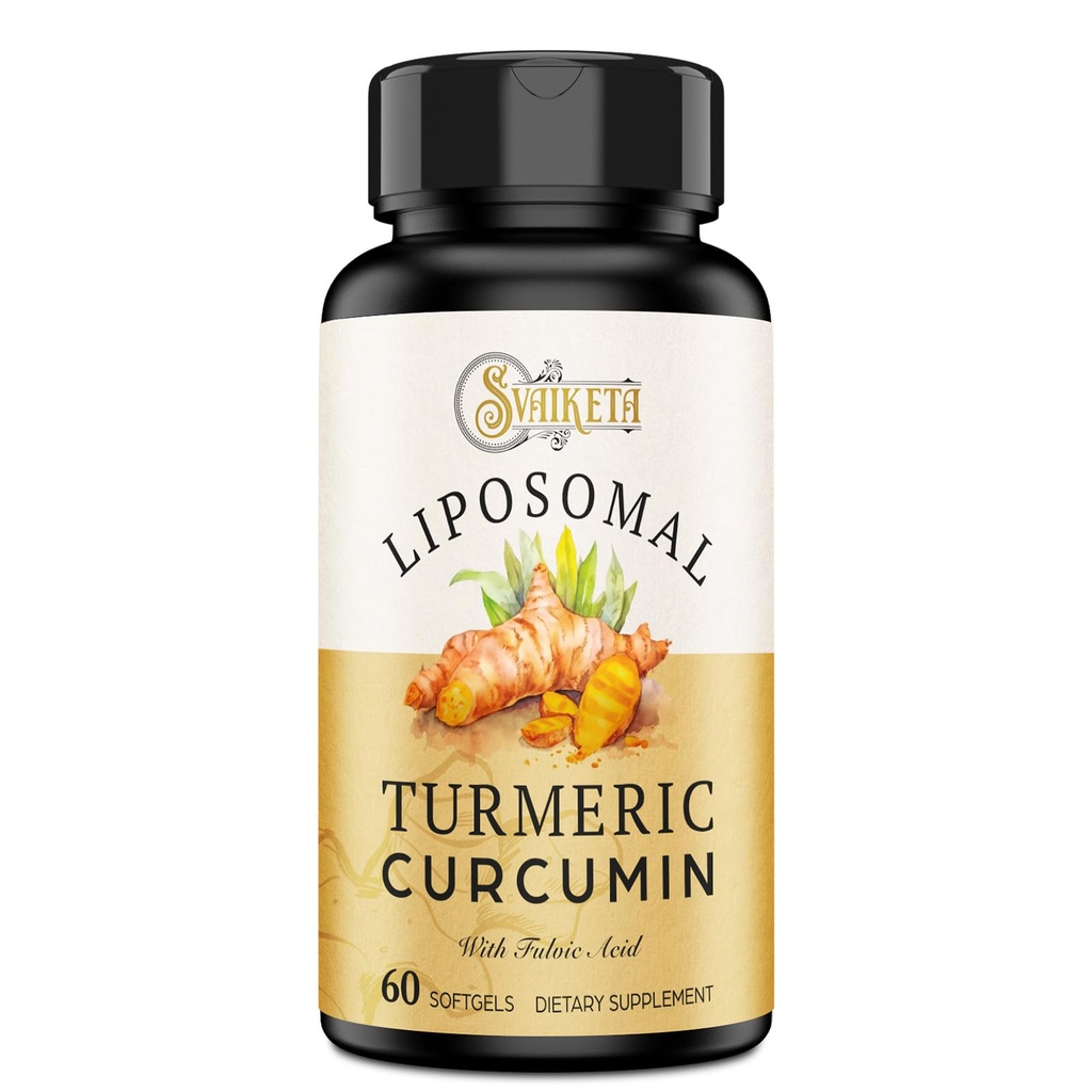 Supplemento 2000mg, 95% di curcuminoide standardizzata e polvere di radice organica con Piperine Black Pepper Fruit (15mg), 60 softgels