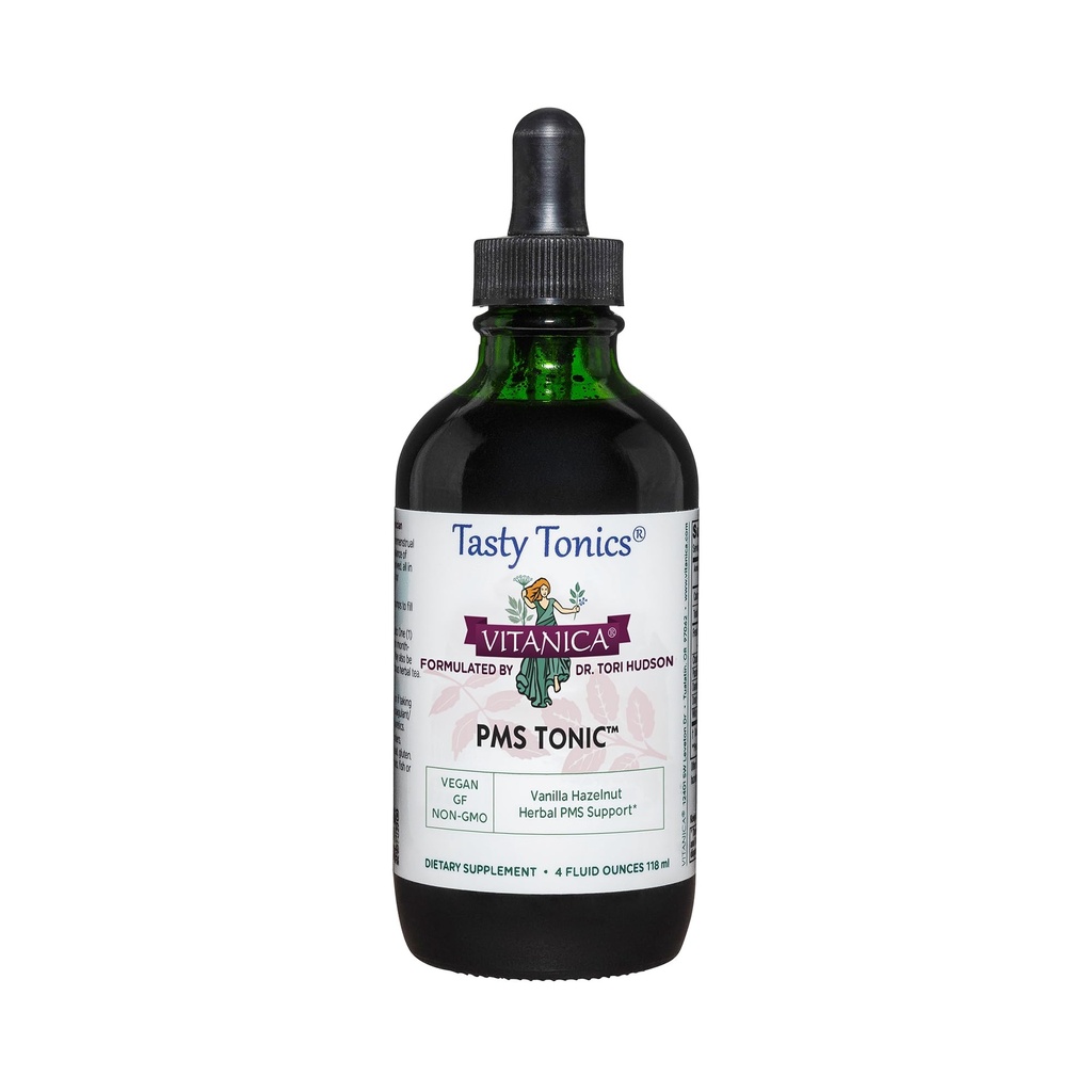 Vitanica PMS Tonico, Premenstrual Support and Relief, San Giovanni Wort, Dong Quai, Chaste Tree Berry, Wild Yam and More, Vegan, 4 once