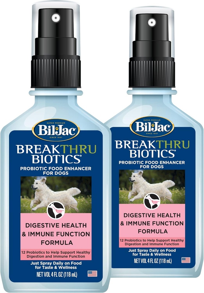 Bil-Jac Breakthru Biotics Integratore Probiotico per Cani - 2-Pack, Supporto per la Salute Digestiva Pet Premium, Potenziatore Alimentare Canina con Ingredienti Naturali per l'Equilibrio Gut e l'Immune System Boost