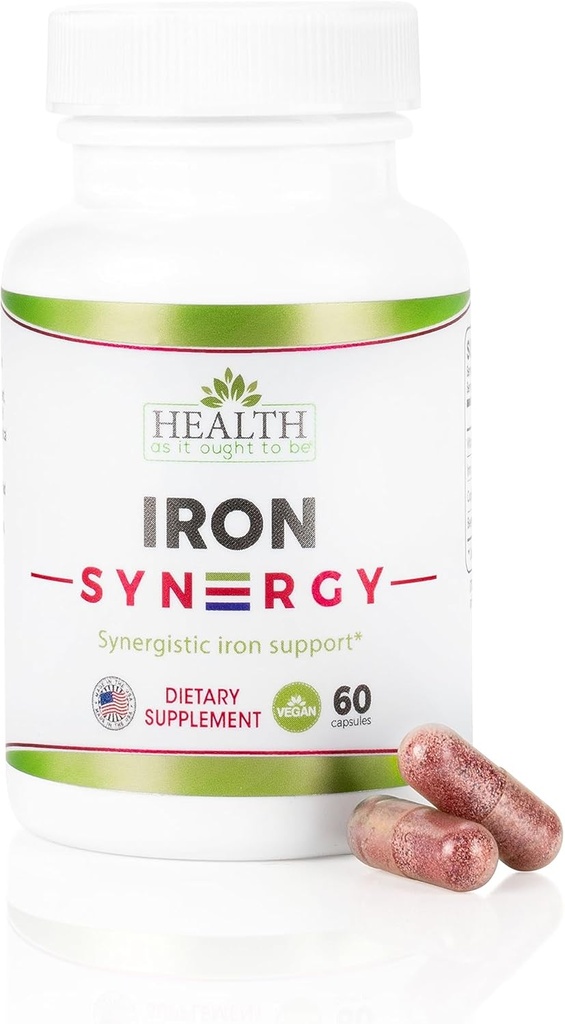 Salute come esso dovrebbe essere Iron Syn3rgy supplemento | capsule formulate medici con ferro, rame, radice di barbabietola, vitamina C | 60 capsule