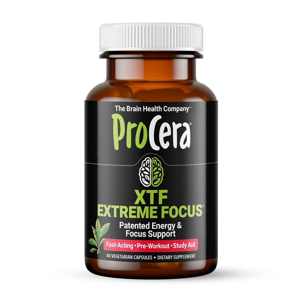Procera XTF - Perfect Study Aid - Risultati immediati - Miglioramento della messa a fuoco e della memoria - Aumento dell'ossigeno e del flusso sanguigno - Chiarezza mentale - Energy Boost - Slow Cognitive Decline - 40 Count