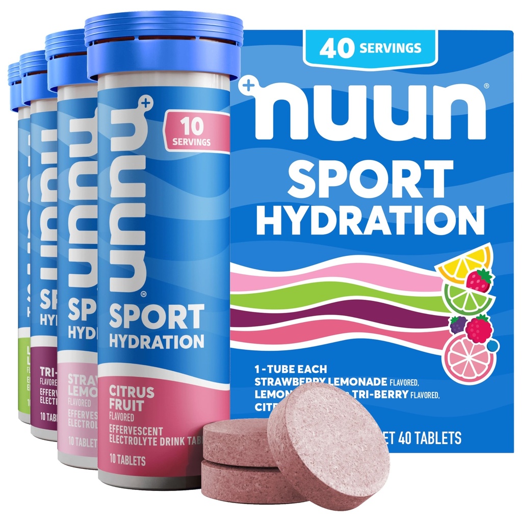 Tavolette Nuun Sport Electrolyte per Idratazione Proattiva, Sapori Misti, 4 Pack (40 Serve)