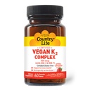 Country Life® Vegan K2-500 mcg, 60 Ct. Compresse masticabili. Fragola Flavor - Certificata Gluten Free - Certificata Vegan da AVA – per supportare la salute di ossa
