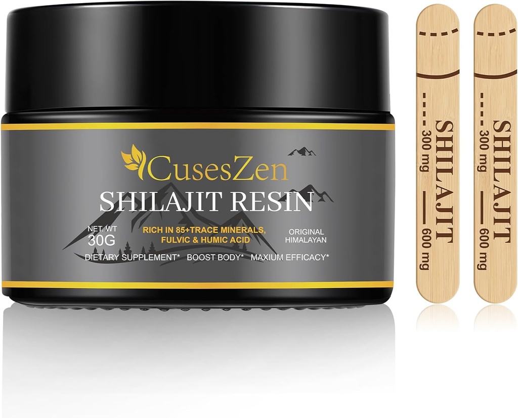 Shilajit Himalayan Organic Shilajit Resina, 600mg Max Strength Organic Shilajit Supplemento con acido Fulvic & 85+ Trace Minerals for Energy, Immunity, Brain Power, 30 Grammi (Caramael aromaed)