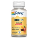 SOLARAY Biotin 5000 mcg | Natural Peach, Strawberry, Banana Flavor | Capelli sani, Skin & Nails Support | 60 Lozenges