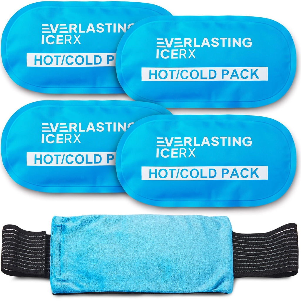 Impermeabile per gel caldo e freddo (4 Pack) per lesioni - Regolabile e flessibile per ginocchio, schiena, spalle, braccia e gambe - riutilizzabile