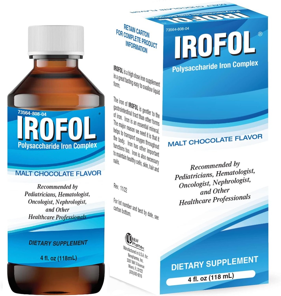 Supplemento dietetico di ferro liquido ad alta potenza | Ferro per i bambini e gli adulti | Supplemento di ferro per le donne e gli uomini | Gusto di cioccolato malto | 4 fl oz (118 mL) | Complesso di ferro di polisaccaride 100mg per la carenza di ferro di anemia e il supporto energetico | Zucchero alcool libero |