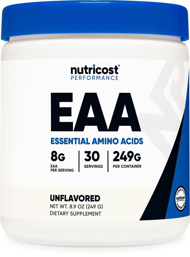 Nutricost EAA Powder 30 Servings (Unflavored) - Aminoacidi essenziali - Non OGM, Gluten Free, Per vegetariani