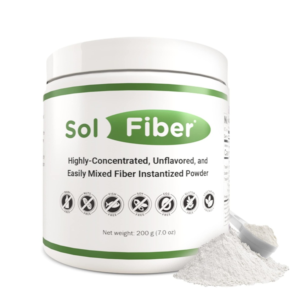 SolFiber Prebiotic Powder Supplement, alternativa non OGM alle gommoni in fibra, supporta la salute digestiva, facile da usare e polvere di fibra altamente concentrata, 7 once, 60 porzioni